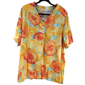 Carolina Colours Plus Top 18W 38W Tropical Hibiscus Flowers New With Tags